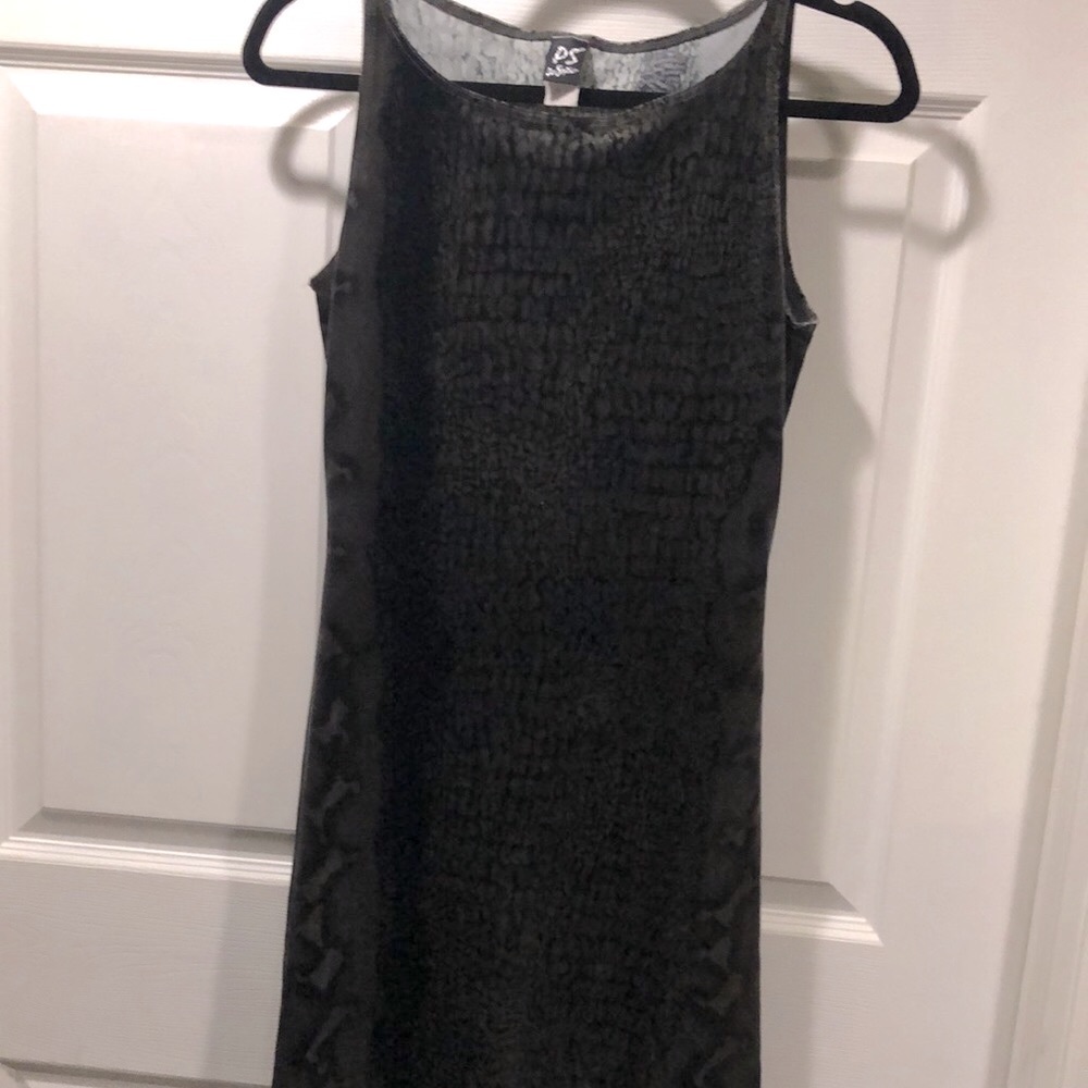 PS Green Snake Print Velvet Mini Dress